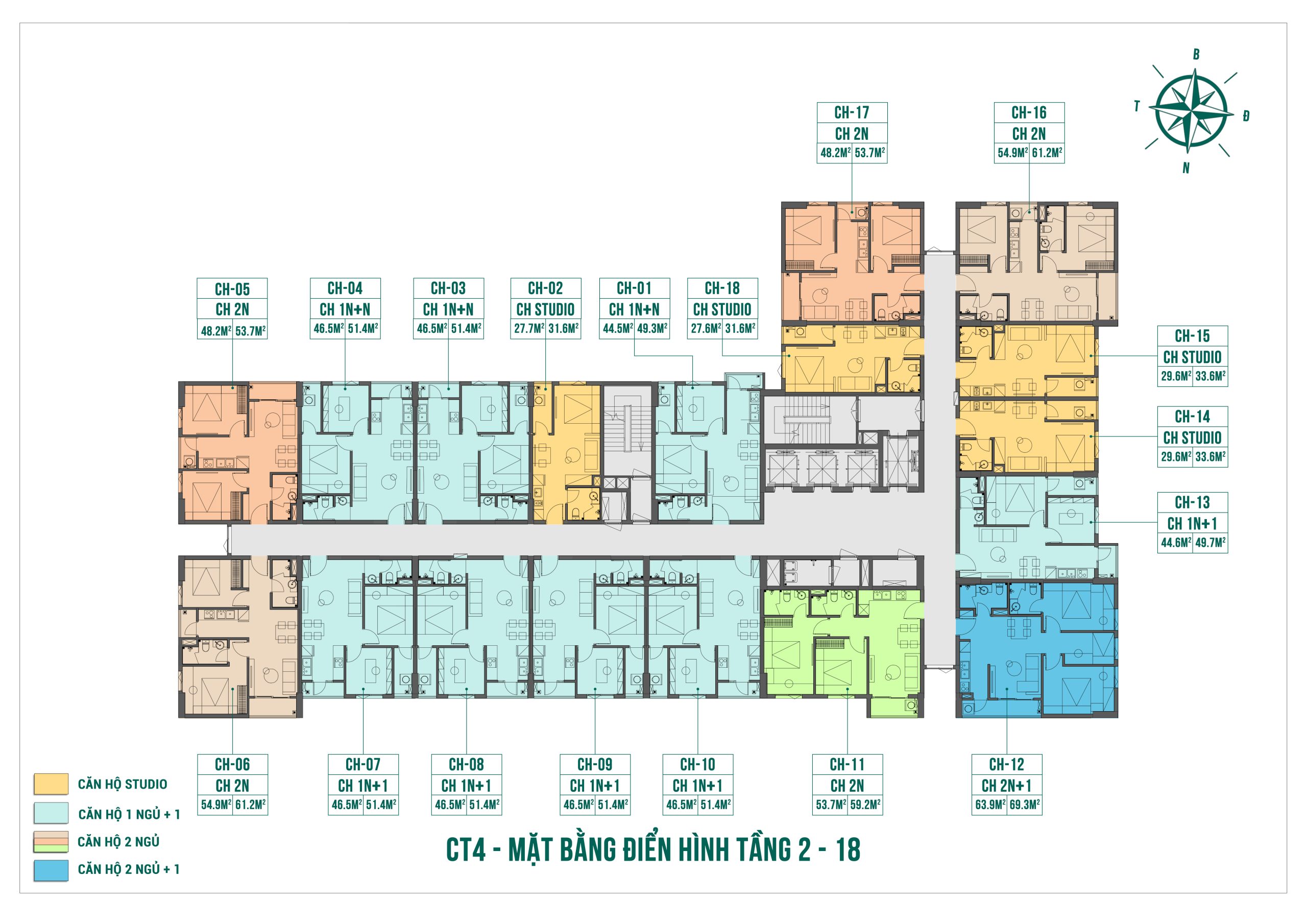 mặt bằng tòa ct4 vega homes tầng 2-18