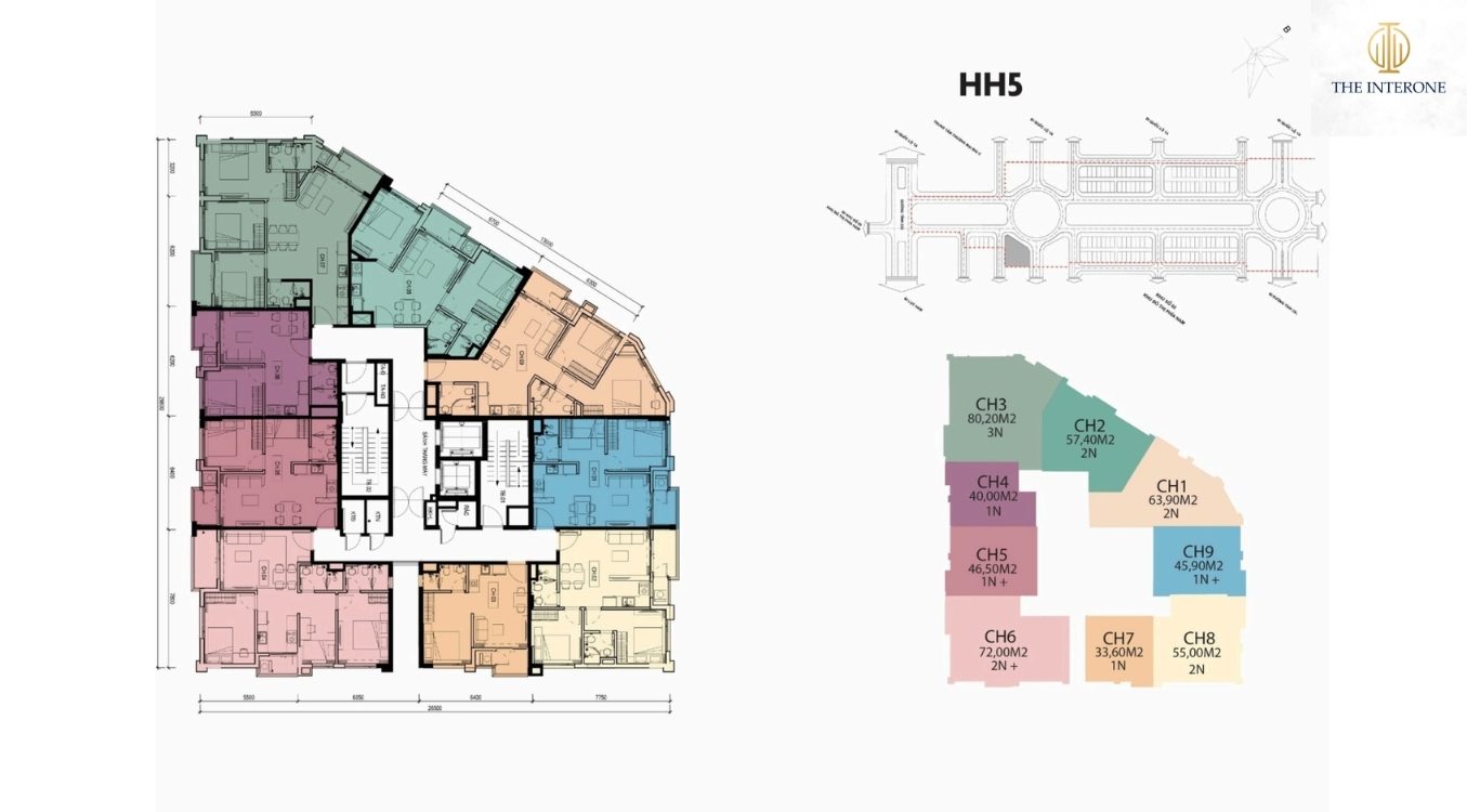 mặt bằng căn hộ hh5 the interone