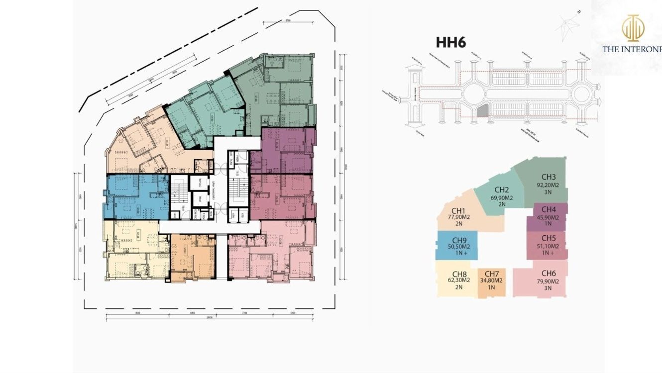 mặt bằng căn hộ hh6 the interone